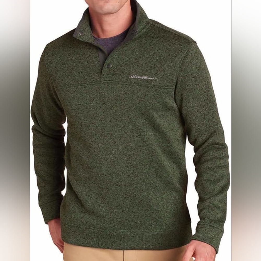Eddie Bauer Men’s Radiator Fleece Quarter Snap Pullover Hunter Green XL (Sku A9)